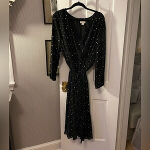 Plus size polka dot wrap dress